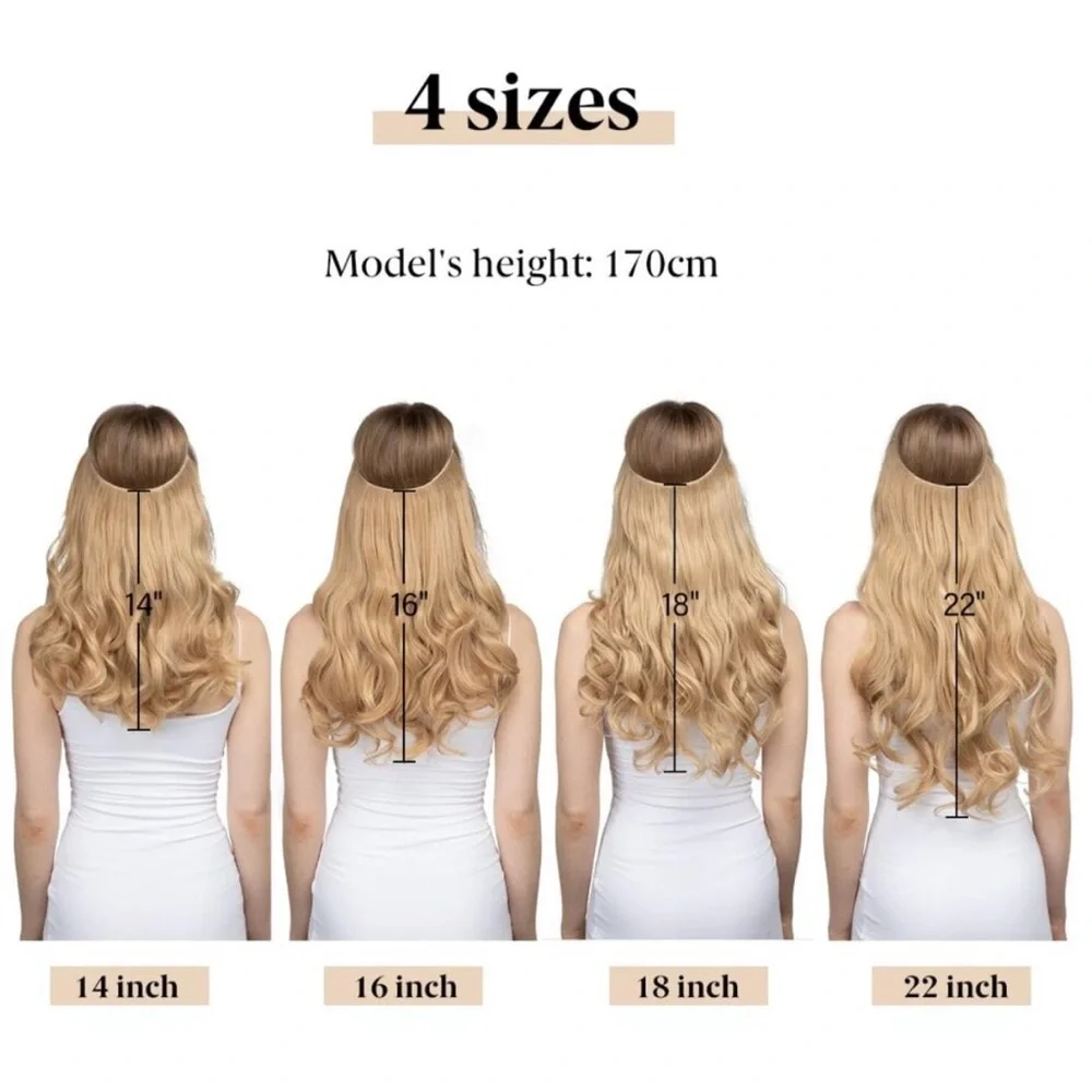 Invisible Wire Hair Extensions with 3 Clips Long Synthetic Wavy Curly Hairpiece
